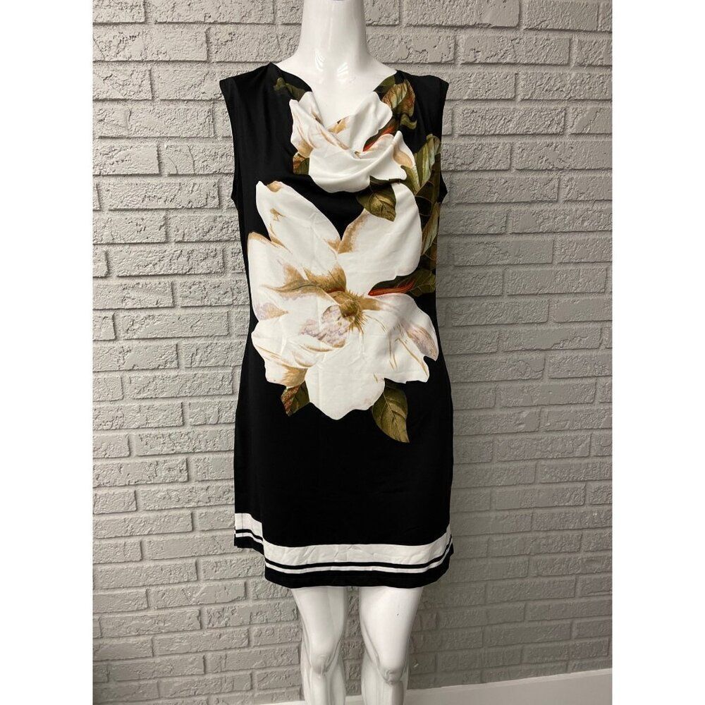 Artex Fashions Women Sleeveless Cowl Neck Floral Tunic Dress Size S